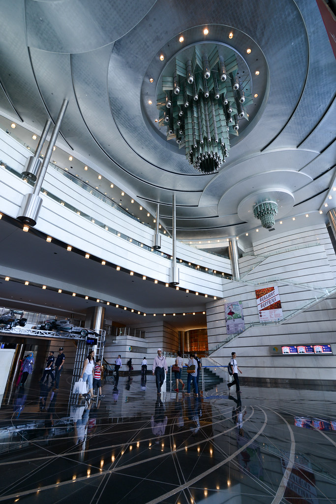 Wide shot of the ornate tower foyer