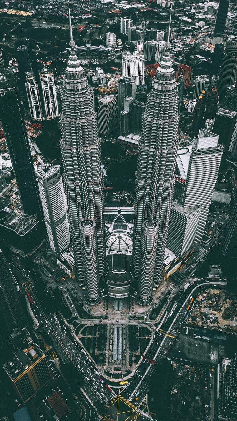 Aerial view Petronas Towers